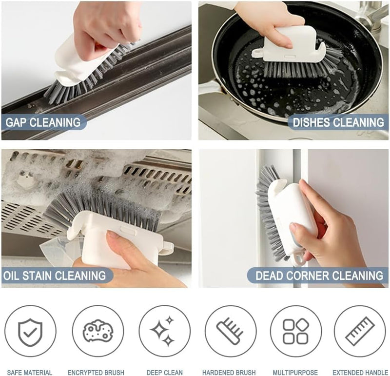 6 Pieces Multifunctional Ergonomic Bathroom Cleaning Brush Replaceable Heads Sponge Cleaner Corner Joints Tiles Shower