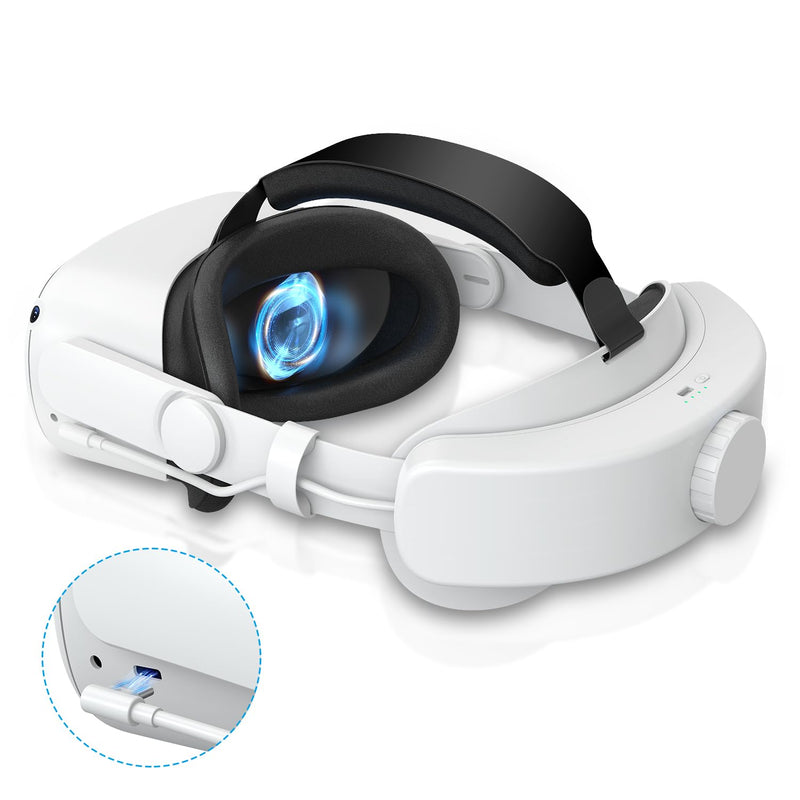 Head Strap Compatible with Oculus Quest 2,Meta Quest 2 Accessories Adjustable Elite Strap Replacement for Enhanced Comfort Support and Gaming Immersion in VR (6,000mAh Battery)