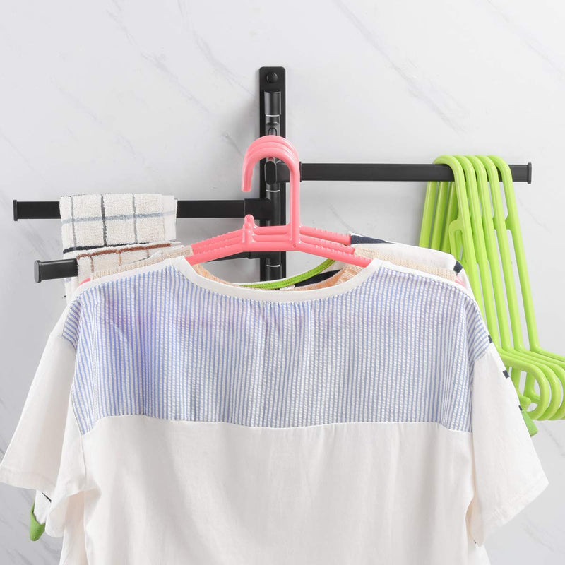 Swivel Hand Towel Bar Bathroom Swing Hanger Towel Rack Holder Matte Black Finish, Wall Mounted, 5-Arm