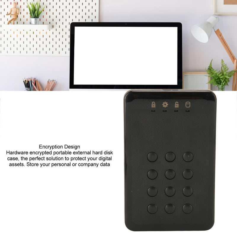 Zyyini Encrypted Hard Drive Enclosure, 3TB 5Gbps Encrypted USB 3.0 2.in SATA Hard Drive Enclosure Password Access Hardware, for 7 8 10 for OS X 10 and