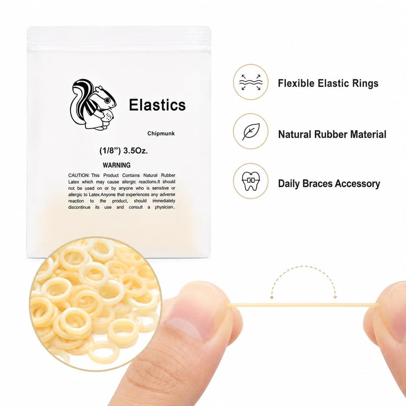 1500 Pieces Teeth Rubber Band, Orthodontic Rubber Bands, Squirrel 1/8 Inch, 15 Bags Elastic Rings for Brackets, Flexible Accessories for Daily Use, Tear-Resistant and Easy to Store
