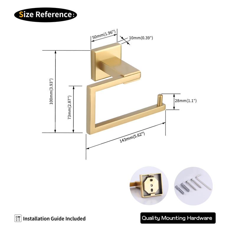 GERZWY Gold Stainless Steel Toilet Paper Holder Paper Towel Dispenser Tissue Roll Hanger Wall Mounted JG1905-BE