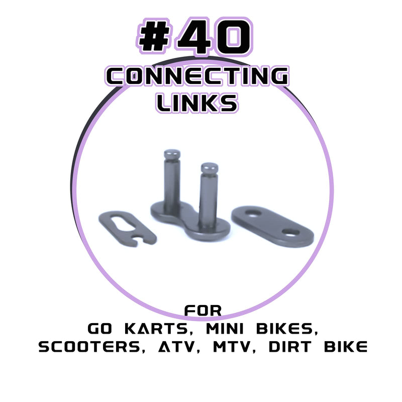 #40 Chain Master Links, Carbon Steel Heavy Duty Roller Chain Connector Links for Bike Bicycle Mini Bike Karting Pit ATV Scooter 8pcs CQSPMOTO #40