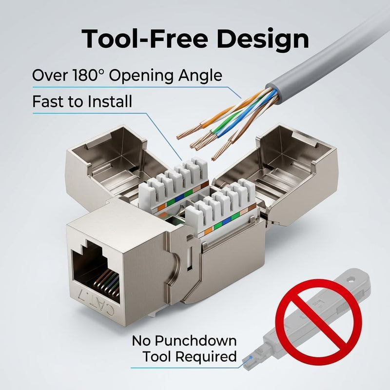 Cat7 Keystone Module RJ45 Coupling 10 Gbps for Stable Network Connection | Network Patch Panel Keystone Ethernet Coupling Network for CAT7 CAT6A CAT6 Patch Panel and Network Socket