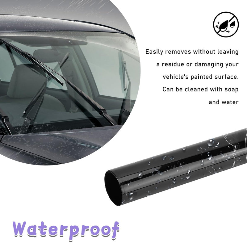 Kewucn Car Window Sun Visor Strip Tint Film, Auto Tint Film for UV Rejection and Heat Reduction, Front Windshield Solar Protection Film for Shading and Filtration, Car Accessories (Black) Black