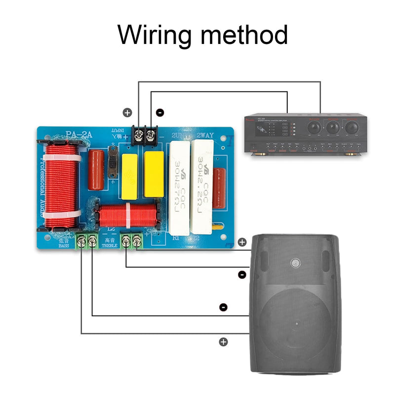 2 Way Crossover for Speaker, 450W 4-8 Ohm 2 Way High-Low Frequency Divider for Speaker, HiFi Speaker Crossover