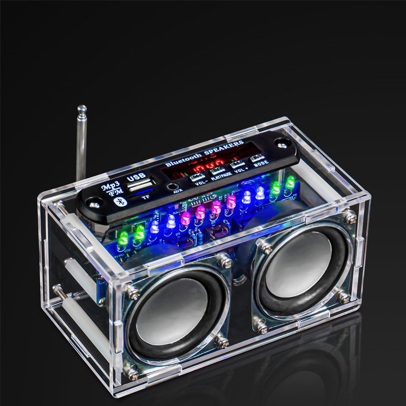 Electronic Soldering Kit Radio Mini Amplifier 87.5-108MHz DIY Kit Amplifier Bluetooth Speaker with Spectrum Soldering Exercises Loose Parts