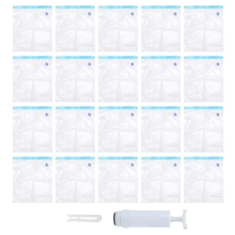 Pack of 20 Filament Dryer Vacuum Bags, Moisture Resistant Reusable Vacuum Bags for Clothes, PLA 3D Printer Parts + 1 Piece Air Pump Extractor Kit