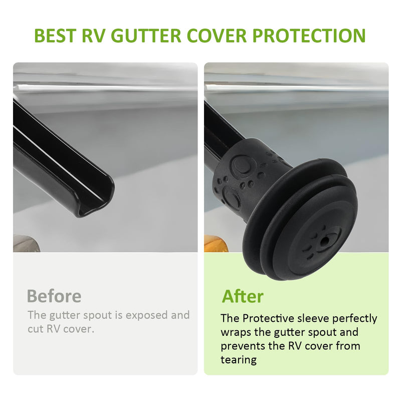 RV/Camper Cover Protector, Rain Gutter Spout Cover System, Keeps The Gutter Spout Ends from Ripping RV/Camper Cover-Black