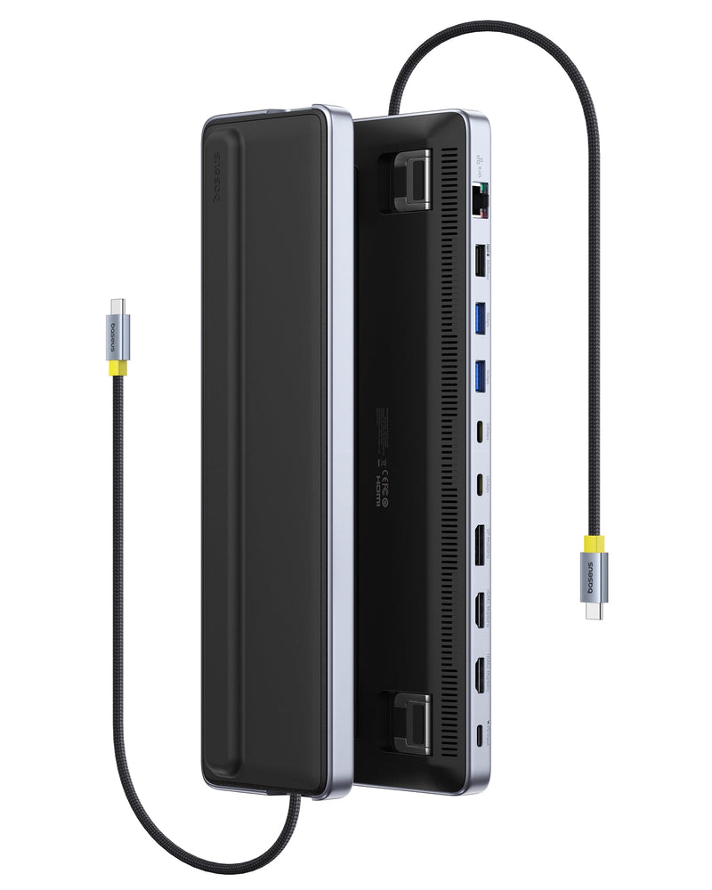 Baseus Laptop Docking Station Stand, 12 in 1 Triple 4K Display HDMI/DP, 10Gbps USB A/C Fast Data, PD 100W, Ethernet, TF/SD, USB C Docking Station with Stand for Windows/Dell/HP/Lenovo/Asus/Acer/Mac 12 in 1 New