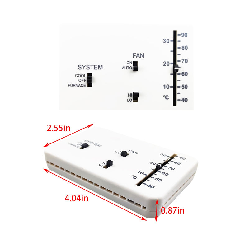 RV Thermostat (Cooling/Heating Furnace only) 6-Wire Analog Controller Leisure Vehicle Heating and Cooling System Controller, for Dometic 3106995.032 Replacement, 12VDC White