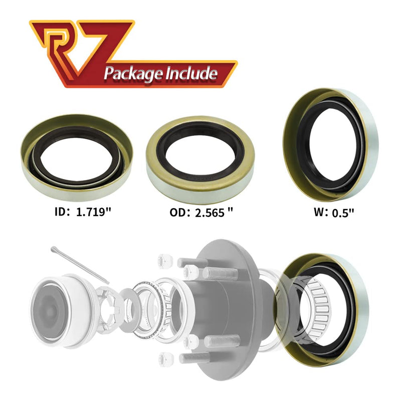RV MURTS 4 Double Lip Grease Seals ID 1.719" x OD 2.565" for 3500lb #84 Trailer Axle Replacement, 171255TB, 010-019-00 Dexter, 473336, Spindles Hub Wheel, Electric Brake Assemblies for Boat Trailers. Grease Seal