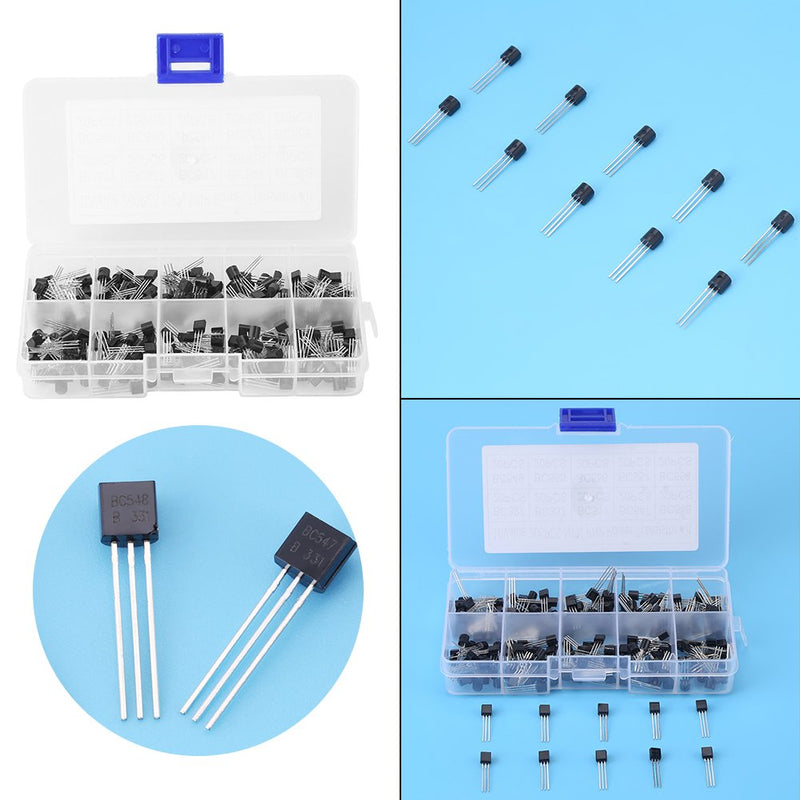 200 Pieces BC Transistors To-92 Silicon Npn Pnp Power Transistor Assortment Kit Set 10 Values (bc327 Bc337 Bc517 Bc547 Bc548 Bc549 Bc550 Bc556 Bc557 Bc558) With Plastic Storage Box