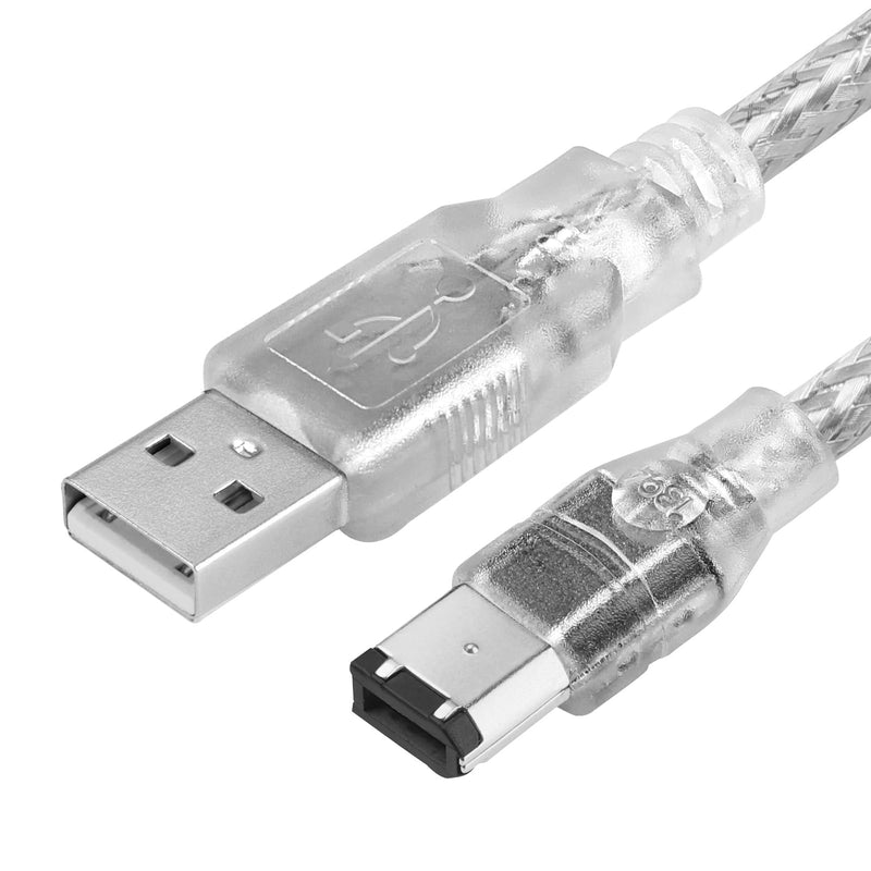 6ft Firewire to USB Adapter Cable 6 Pin IEEE 1394 Male to USB 2.0 Male Adaptor Convertor Firewire 400 1394-a to USB A Connector Cord for Digital Camera Printer Scanner Hard Disk