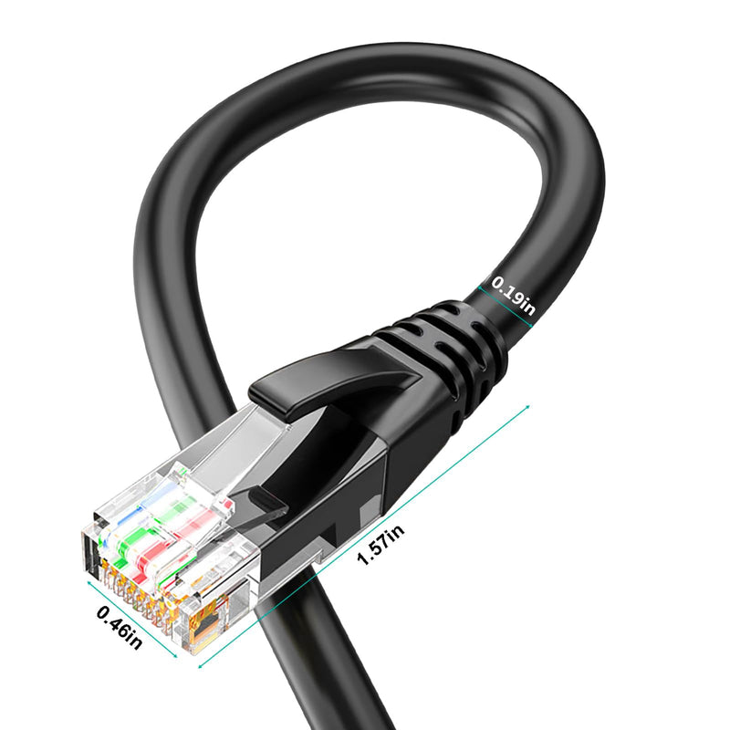 Ercielook Cat6a Outdoor Ethernet Cable150ft, High Speed 24AWG 10Gbps CCA UTP Network Cable, Direct Burial LLDPE UV Jacket LAN Cable for Router, Modem, POE Camera 150FT Black