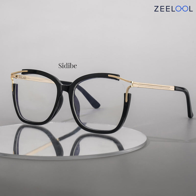 Zeelool Square Blue Light Blocking Glasses for Women Fashion Fake Glasses with Spring Hinges Chic Full Frame Glasses Black Clear Lens
