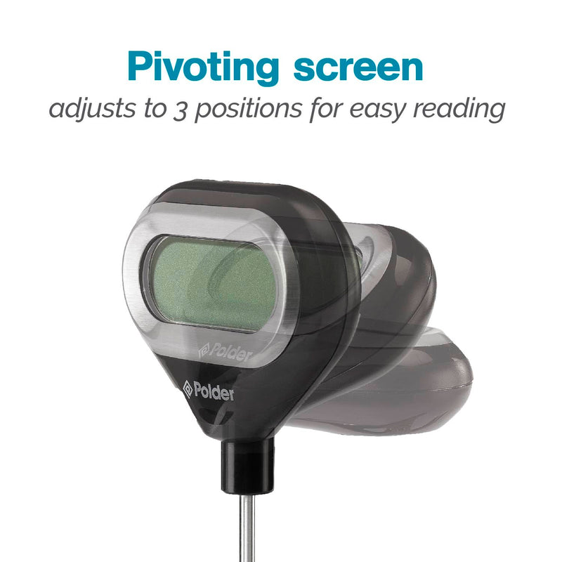 Polder Pivoting Screen Instant Read Thermometer, Black