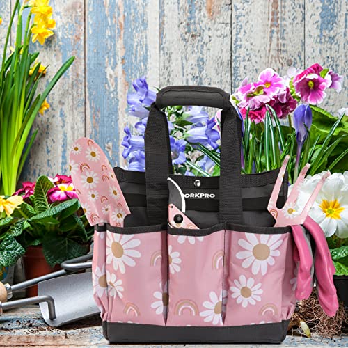 WORKPRO Garden Pruning Shears with WORKPRO Garden Tool Bag, Pink