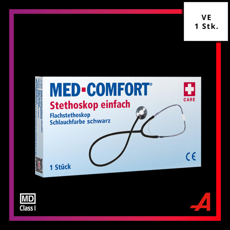Flat head stethoscope, Med-Comfort, black, 1 piece - high-quality stethoscope for doctors and nurses