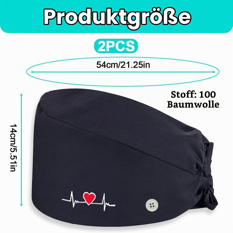 Pack of 2 Surgical Caps, Fabric, Surgical Caps, Women, Nurse Accessories for Doctors, Doctor Headwear, Comfortable and Stylish Cover for Medical Procedures (Black + White)