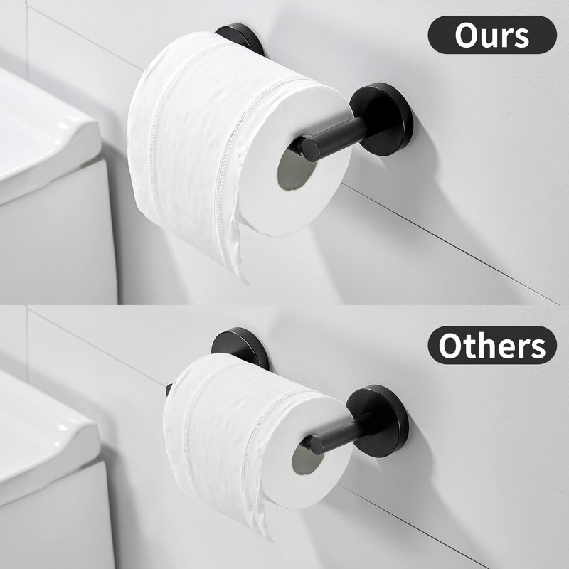 Black Toilet Paper Holder Towel Ring Matte Bathroom Accessories Set Hand Towel Holder Wall Mount Bath Hardware TP Tissue Roll Holder with Double Post Pivoting SUS304 Stainless Steel 2pc Matte Black 2 Pieces