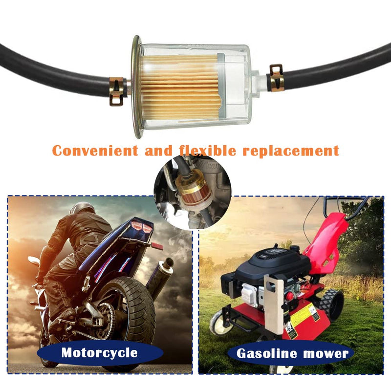 4PCS 5/16" Universal Fuel Filters with 8PCS 14mm Hose Clamps Gas Inline Fuel Filter Replacement for Motorcycles, Cars, Trucks HE007 5/16"- 4PCS