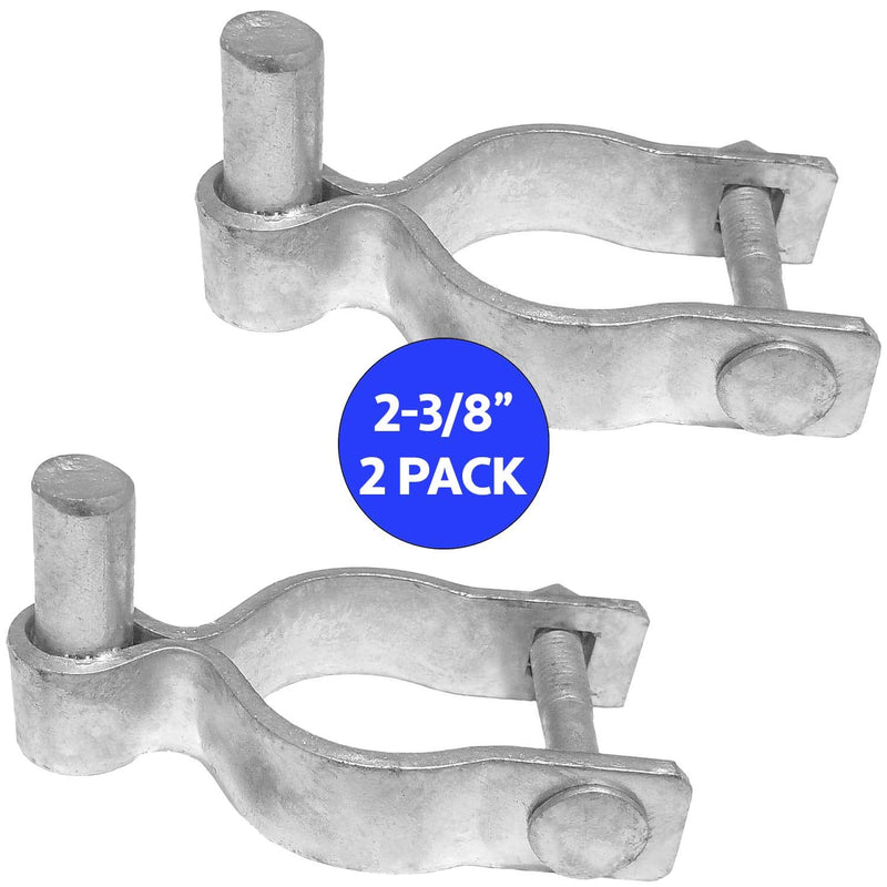 2-3/8" Chain Link Fence Gate Post Hinge - Use for 2-3/8" Outside Diameter Post/Pipe - Galvanized Chain Link Post Gate Hinge - Nut/Bolt Included for Hinge - 2 Pack 2-3/8" - 2 Pack