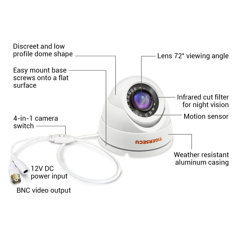 TIGERSECU 1080P Wide Angle Dome Security Camera Bundle 2-Pack