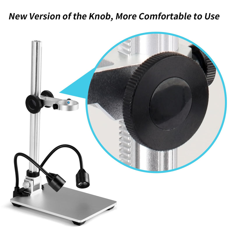 Koolertron LCD Digital Microscope Stand, 12inch Aluminum Extension Arm with 2 Fill Lights, Adjustable Manual Focus Holder for Soldering, PCB Inspection, Coin & Jewelry Observation 12 inch