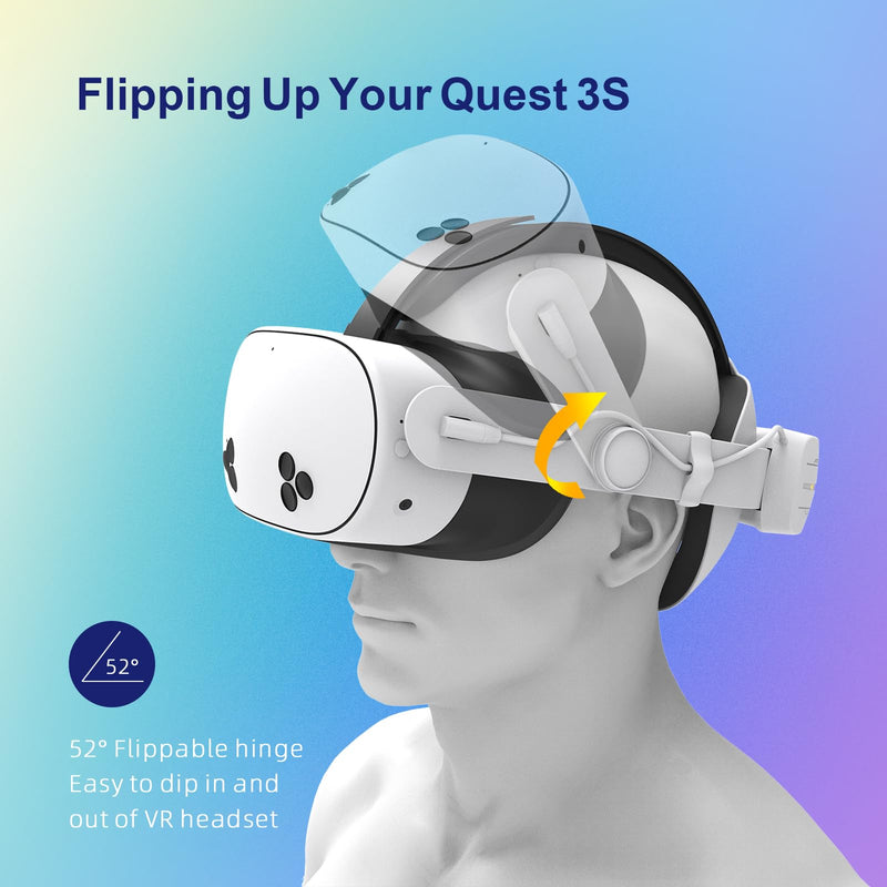 RGB Comfort Battery Head Strap 12000mAh Compatible with Meta Quest 3S, NOT Compatible with Quest 3 12000mah-Q3S