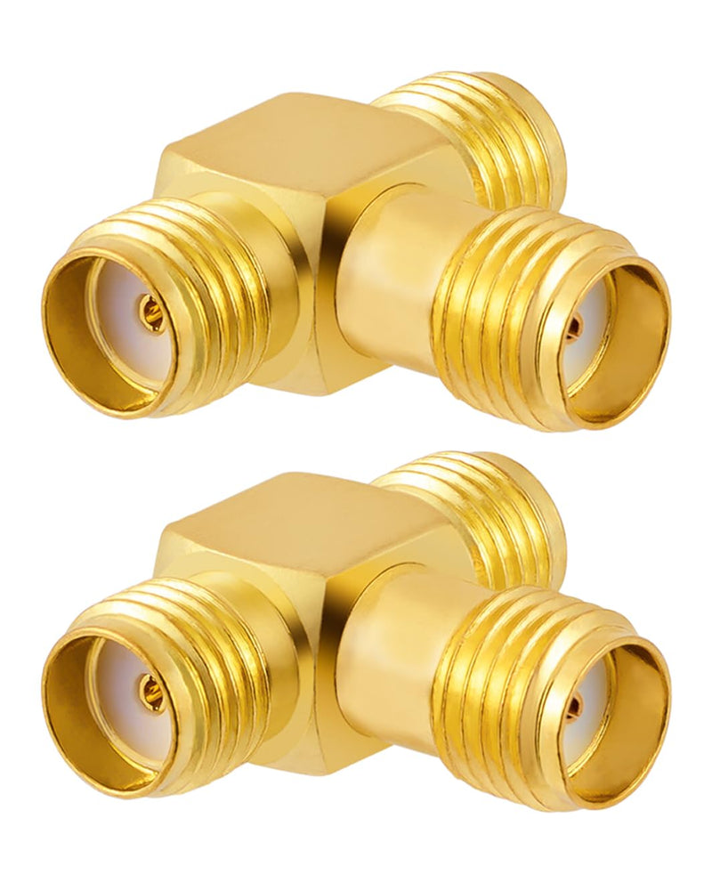 Vecys Pack of 2 SMA Adapter 3 Way Splitter T Shape SMA Female to Dual Female Splitter Antenna Adapter Converter 50 Ohm SMA Female to Dual SMA Female