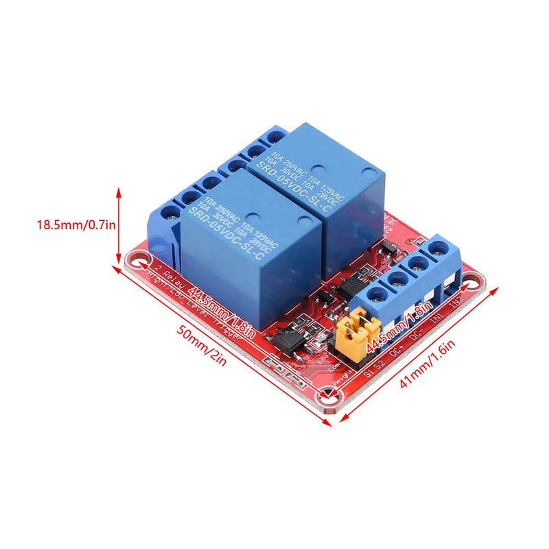 2 Channel Relay Module with Optocoupler, DC Relay Module Relay Relay Module Expansion Board High and Low Trigger with LED Warning Lamp for Special Sensor Shield (5V) 5V