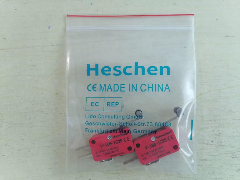 Heschen Micro Switch V-156-1 C25 SPDT Long Roller Lever 20A 250VAC 2 Pack