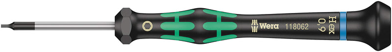 Wera 2052/6 Kraftform Micro Ballhead Hexagon Electronics Screwdriver Set and Rack, 6-Piece Ball-End: 1.5x60mm, 2x60mm, 2.5x60mm, 3x60mm, 0.9x40mm, 1.3x90mm