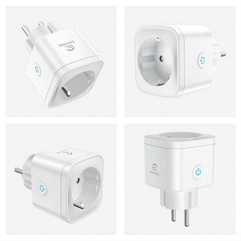 WLAN Smart Socket EIGHTREE, Alexa Socket Pack of 4, Smart Home WiFi Socket, Alexa Accessories, Power Consumption Measurement, Schedule, Remote Access, Works with Alexa, Google Home, SmartThings, 16A