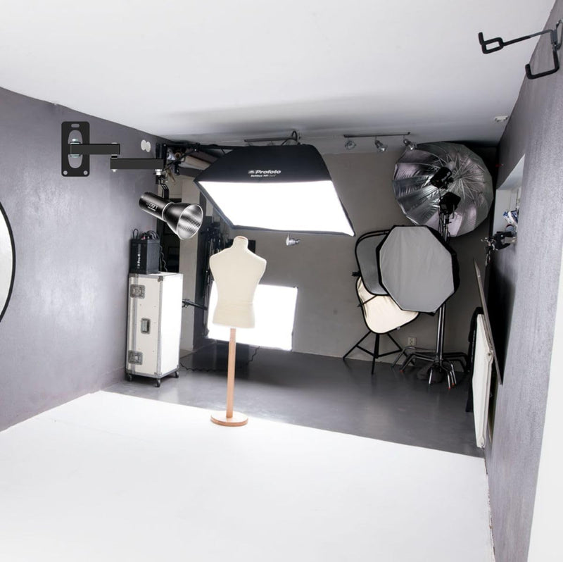 Photographic Wall Mounting Boom Arm Stand: Fold Extend Adjustable 12in Long Bracket,Heavy Duty Wall Mount,Multi Angle,for Photography Strobe Light Monolight,Softbox,Ring Light,Live Broadcast