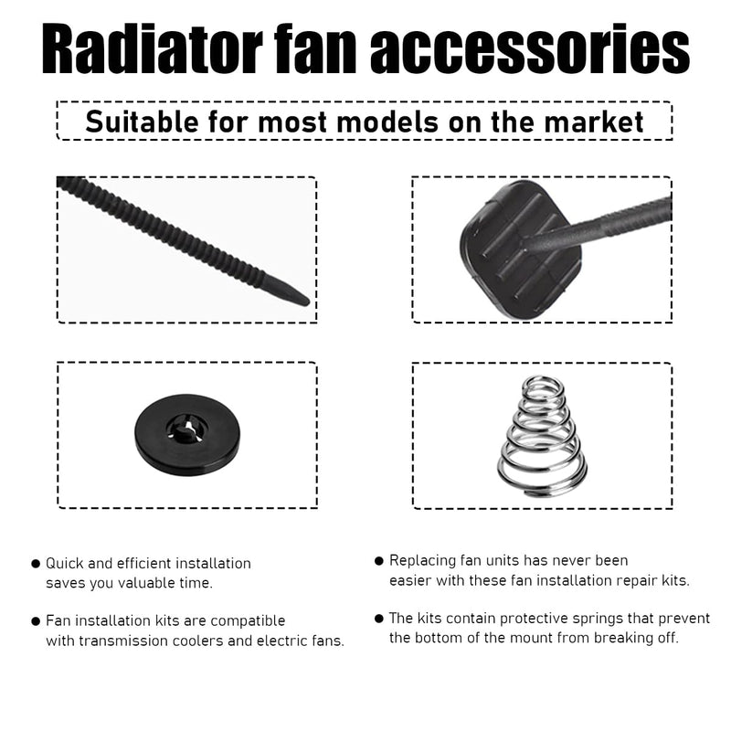 2 PCS Fan Mounting Kit, Auto Plastic Push Through Radiator Tie Strap Installation Kit, Fan Mounting Kit for Electric Cooling Fan & Transmission Cooler, Car Accessories 2 PCS