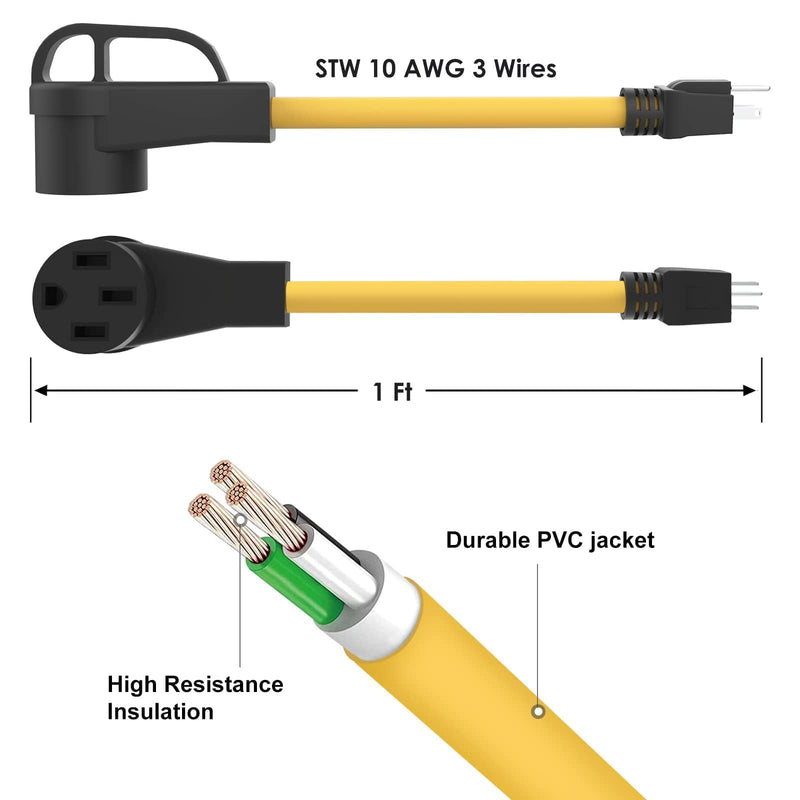 50 Amp to 15 Amp 110 RV Adapter Cord, NEMA 5-15P Male to 14-50R Female Electrical Power Dogbone Plug, Heavy Duty STW 10 Gauge for RV Trailer Camper 15M/50F