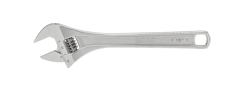 Ridgid 86917 762 Adjustable Wrench, 12-inch Adjustable Wrench for Metric and SAE, Silver, Small