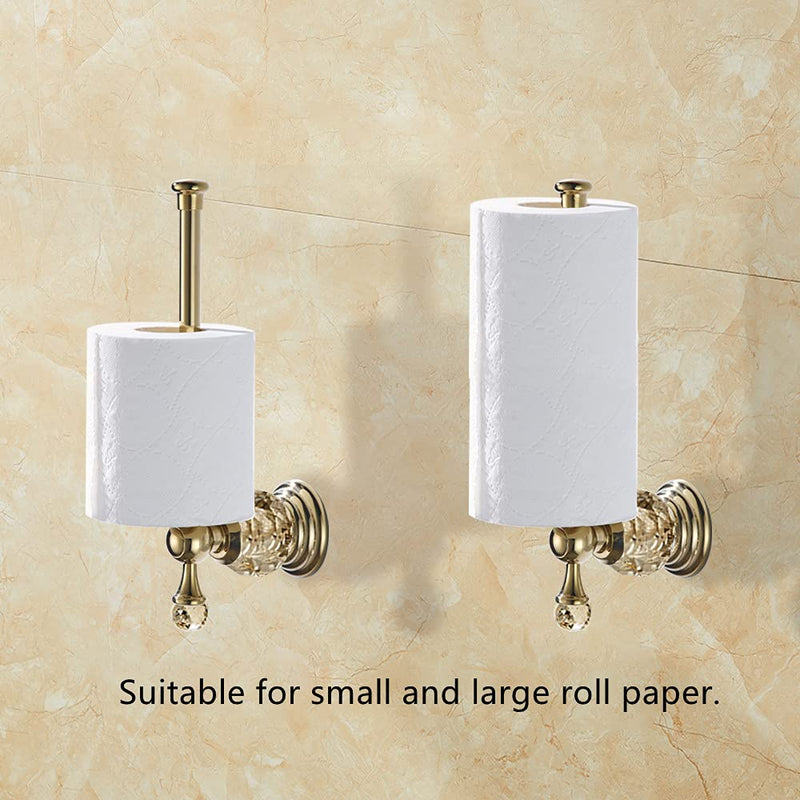 WOLIBEER Crystal Gold Toilet Paper Holder Hand Towel Ring Crystal Bathroom Accessories Set Modern Paper Towel Holder Include 2 Pieces Bathroom Hardware