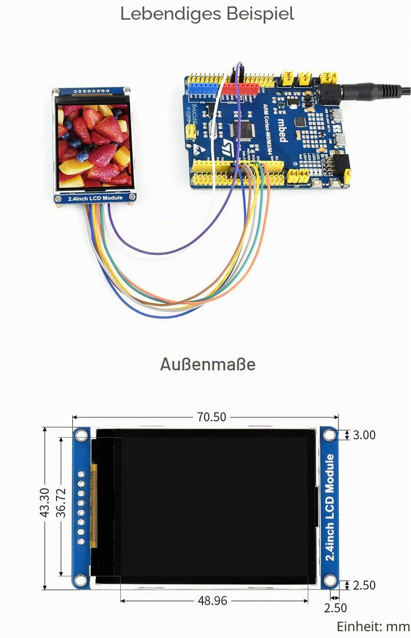 Waveshare 2.4 inch LCD TFT Display Module Support 65K RGB Colors, 240 x 320 Resolution, with SPI Interface, Embedded ILI9341 Driver, Using SPI Bus