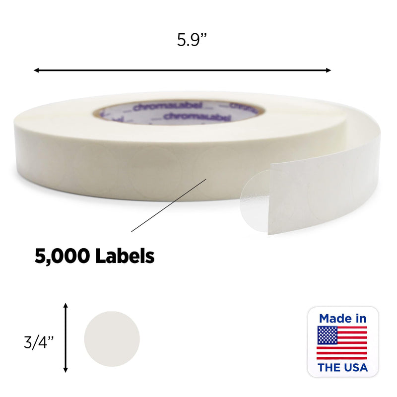 ChromaLabel 0.75 Inch Round Clear Transparent Dot Stickers, 5000 Labels per Roll, Non Perforated