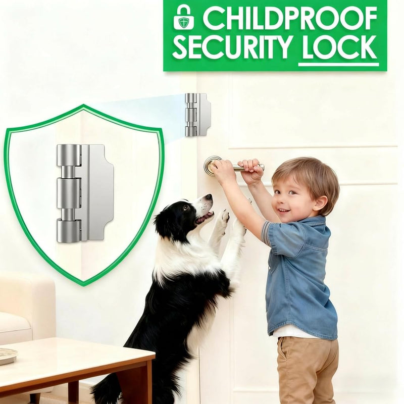 Home Security Door Lock, Upgraded Non-Spring and Flip Design for Easy to Open, Withstands 1200 lbs Force, Childproof Door Reinforcement Lock for Inward Swinging Doors, Silver, 2 Pack New 2 Pack