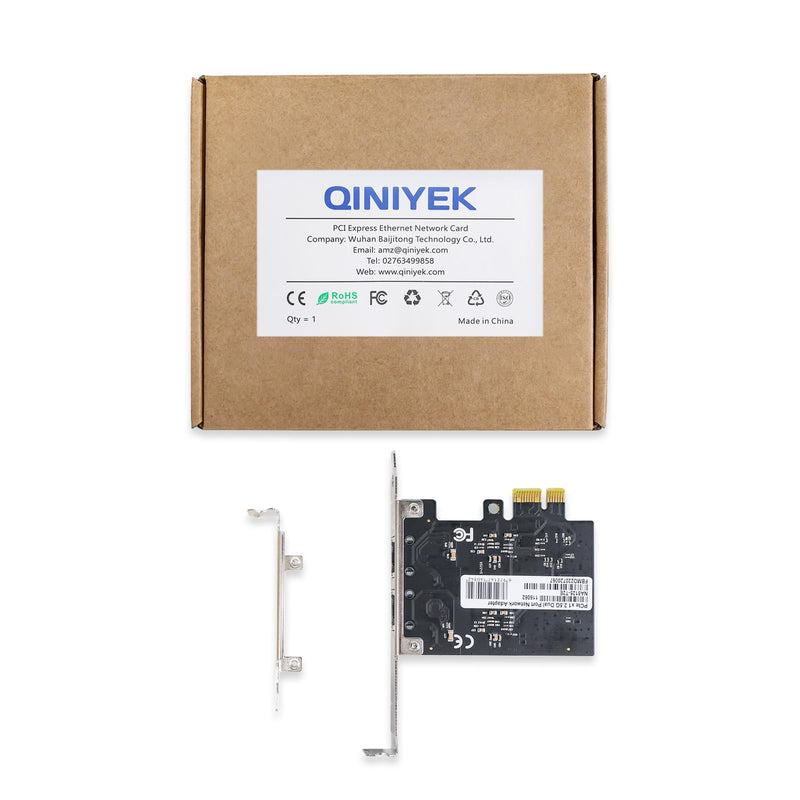 2.5Gbase-T PCIE NIC with Realtek RTL8125 Chip, Dual RJ45 Port 2500/1000/100 Mbps Network Adapter, PCIe X1,Ethernet Card for Windows/Windows Server/Linux RTL8125B (2 x RJ45)