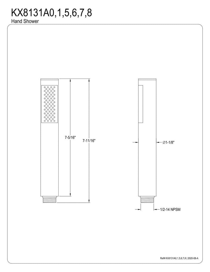 Kingston Brass KX8131A6 Concord Hand Shower Head, Polished Nickel 7.31 x 1.13 x 1.13