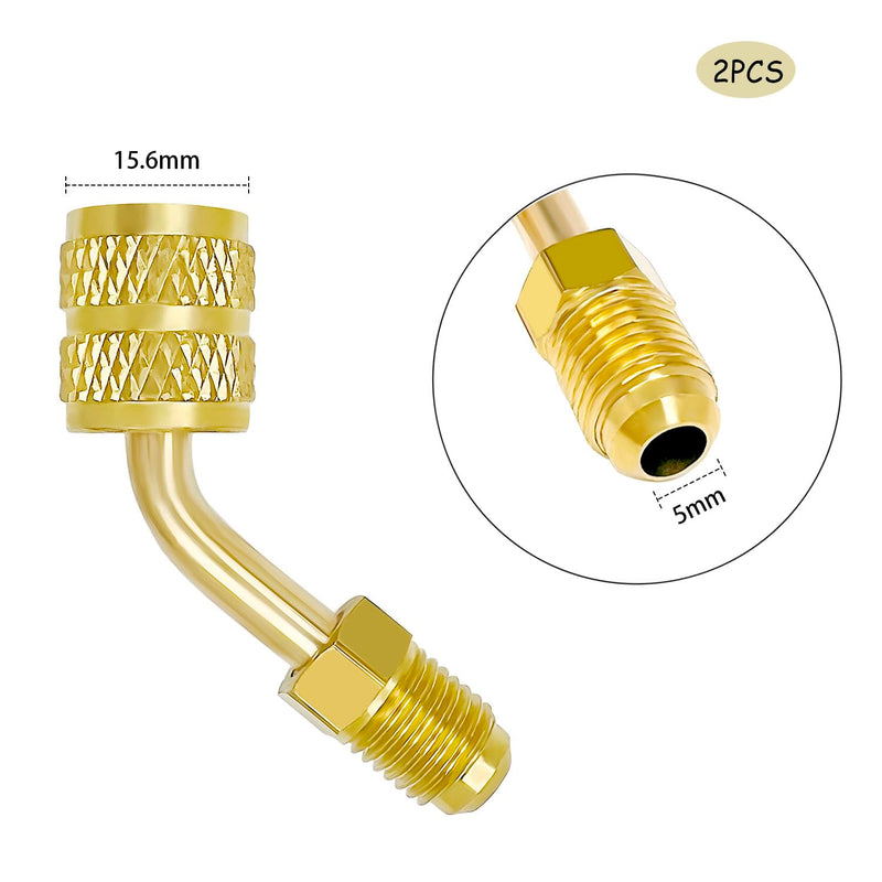 R410a Adapter for Mini Split System, 5/16 Inch SAE Female Quick Couplers to 1/4 Inch SAE Male Flare for HVAC, Mini Split Adapter, R410a Charging Vacuum Port Adapter, with Thimble, 2 Pack