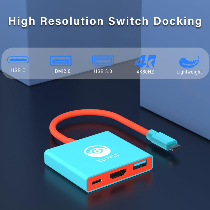 Switch Dock Station for Nintendo Switch TV Adapter, Portable Switch TV Docking Station for Nintendo Switch/OLED/Steam Deck with 4K/60Hz, Replacement TV Dock Adapter for Nintendo Switch
