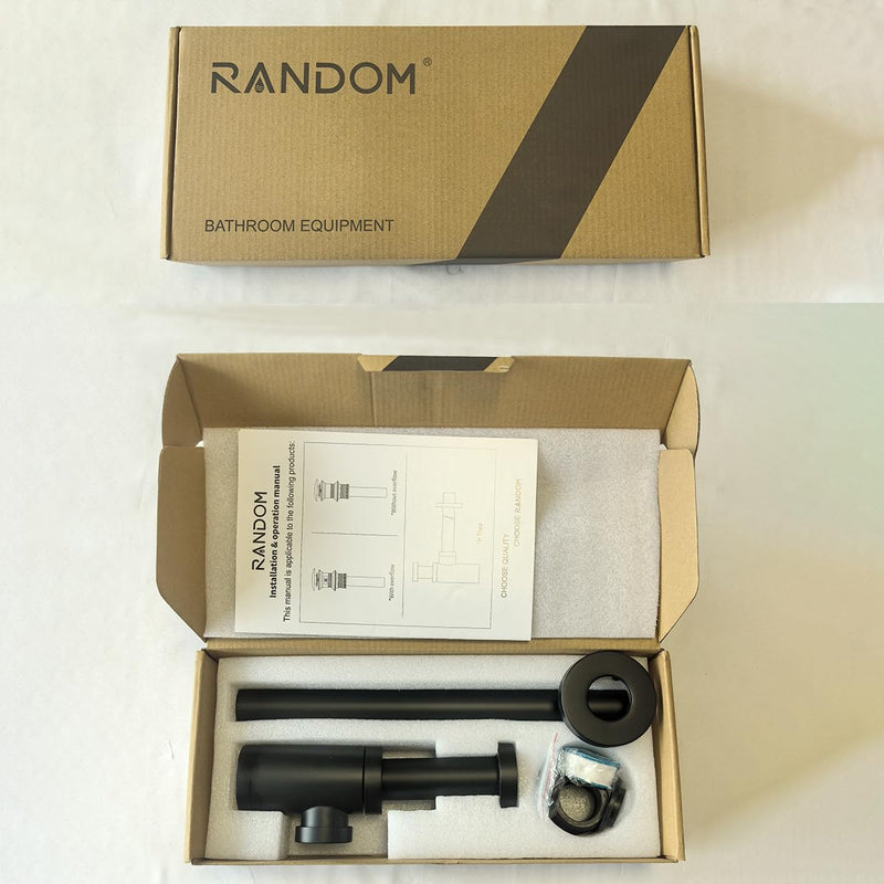 RANDOM Brass Contemporary Round Bottle P Trap 1 1/4,Basin Sink Waste Drain P Trap Kit (Matte Black) Matte Black