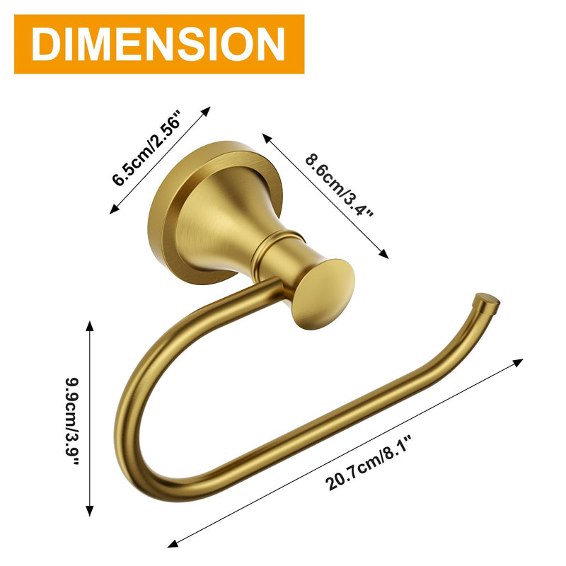 BESy Brushed Gold Toilet Tissue Paper Holder Brushed Gold Bathroom Accessories Toilet roll Paper Hanger, Wall Mounted, Rustproof