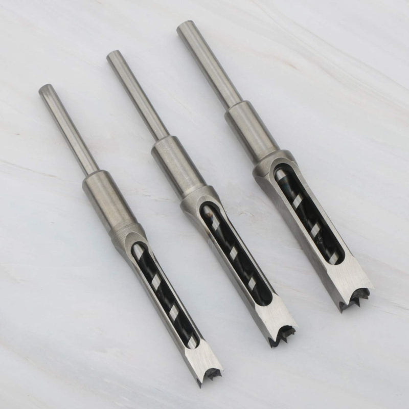3pcs Woodworking Square Hole Drill Bits Mortising Chisel Set, Countersink Bits Woodworker Hole Saw Power Tool Kits Tool Set 9/16, 5/8, 3/4-Inch